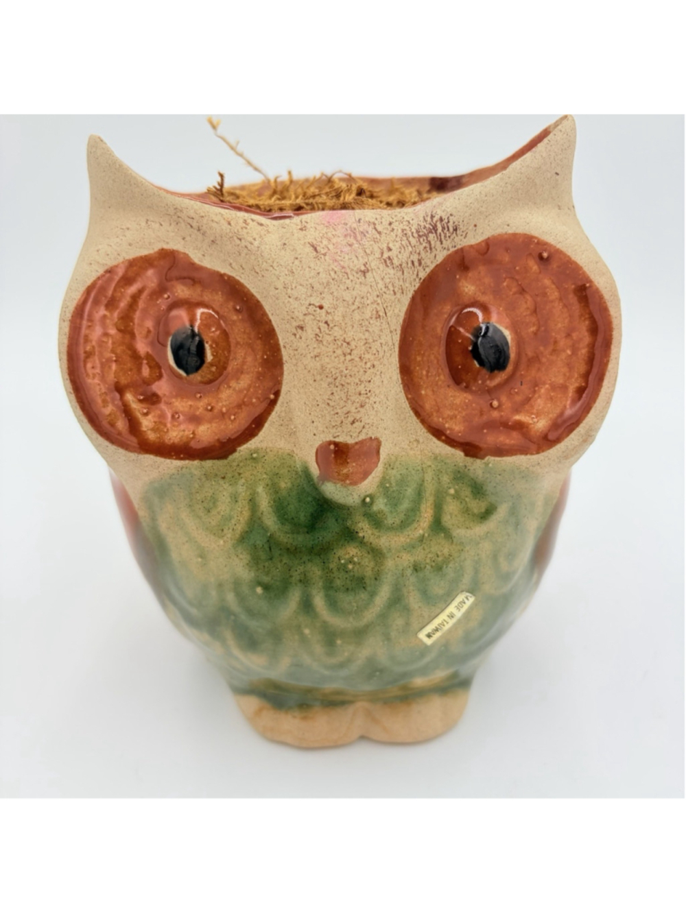 CERAMIC OWL Planter Succulent Pot Vintage Style Made in Taiwan 4.5”